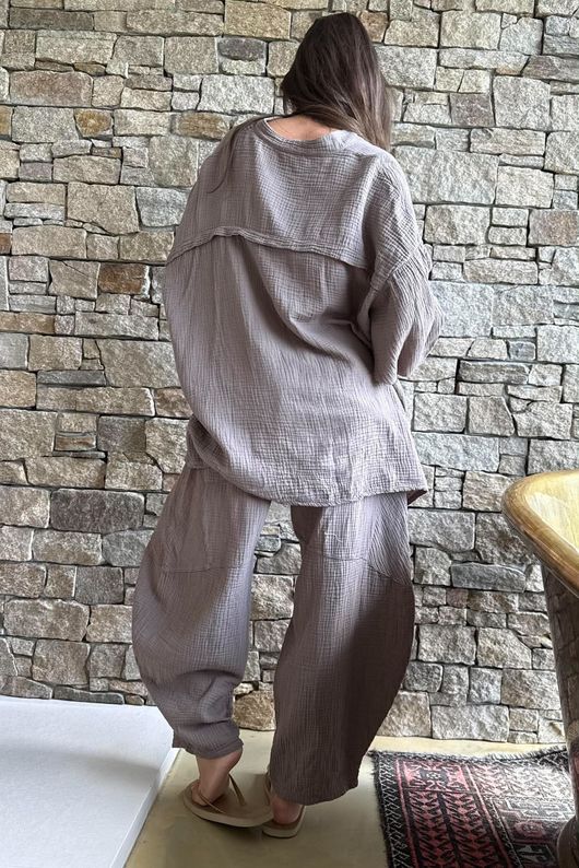 Hush Pillow Cotton Nero Boyfriend Shirt Earth